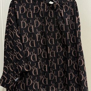 Dior Black and Pink Logo A-Line Top